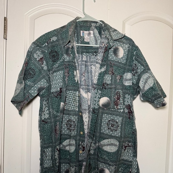 Van Heusen Green Patterned Casual Shirt - Picture 1 of 3